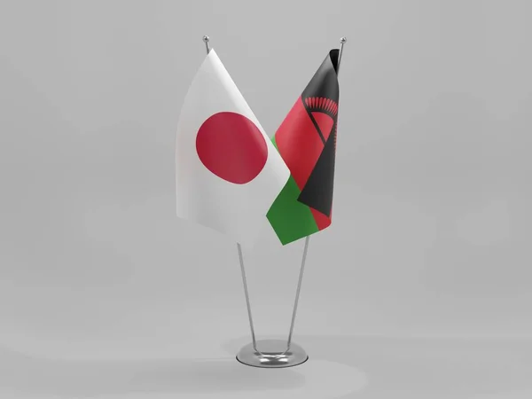 Malawi Japan Flaggor För Samarbete Vit Bakgrund Render — Stockfoto