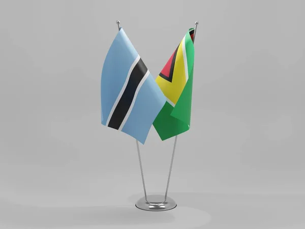 Guyana Botswana Samenwerking Vlaggen Witte Achtergrond Render — Stockfoto