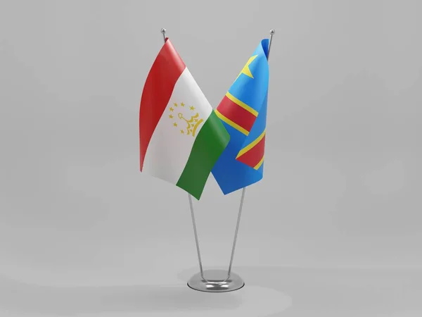 Congo Democratic Republic Tajikistan Cooperation Flags White Background Render — Stock Photo, Image