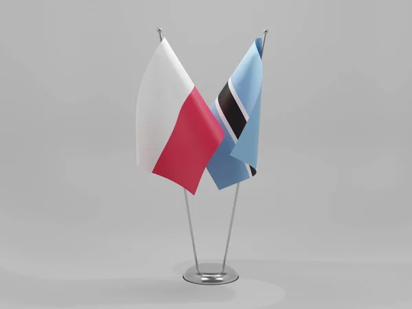 Botswana Pologne Drapeaux Coopération Fond Blanc Render — Photo