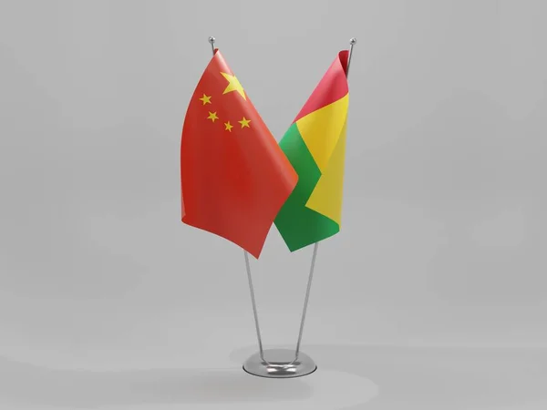 Guinea Bissau China Kooperationsfahnen Weißer Hintergrund Render — Stockfoto