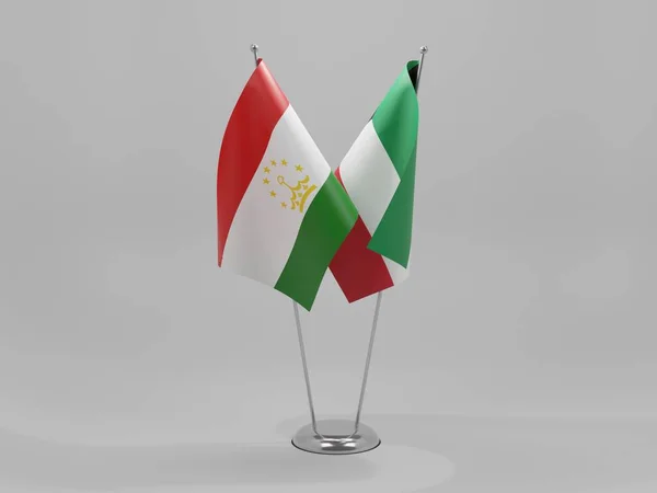 科威特 塔吉克斯坦合作旗 白色背景 3D渲染 — 图库照片