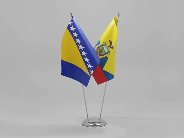 Banderas Cooperación Entre Ecuador Bosnia Herzegovina Fondo Blanco Render — Foto de Stock