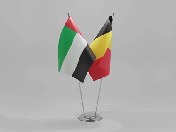 Belgium United Arab Emirates Cooperation Flags White Background Render — Stock Photo, Image