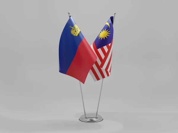Malaisie Liechtenstein Drapeaux Coopération Fond Blanc Render — Photo