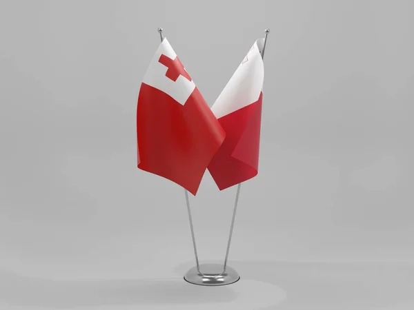 Malta Tonga Kooperace Vlajky Bílé Pozadí Vykreslení — Stock fotografie