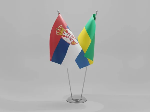 Gabon Serbia Flagi Współpracy Białe Tło Render — Zdjęcie stockowe