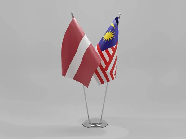 Malaysia Latvia Cooperation Flags White Background Render — Stok Foto