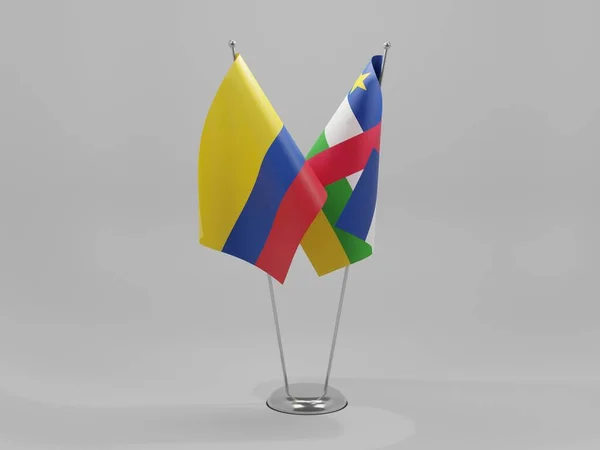 República Centro Africana Bandeiras Cooperação Colômbia Fundo Branco Render — Fotografia de Stock