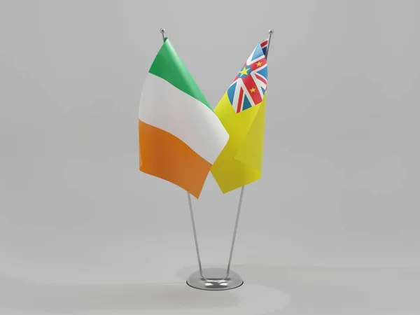 Niue Ireland Cooperation Flags White Background Render — стокове фото