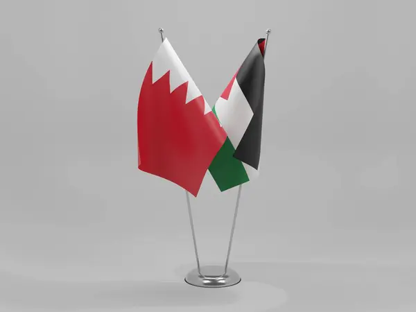 巴勒斯坦 巴林合作旗帜 白色背景 3D渲染 — 图库照片