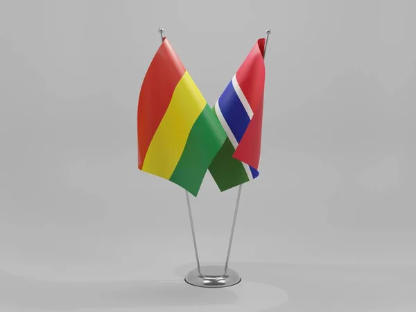 Gambia Bolivia Flaggor För Samarbete Vit Bakgrund Render — Stockfoto