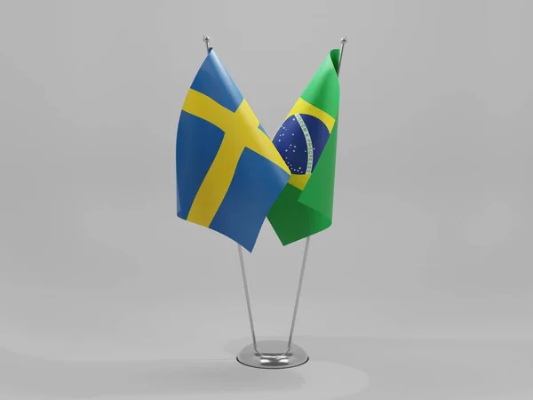 Brazil Sweden Cooperation Flags White Background Render — Stock Photo, Image