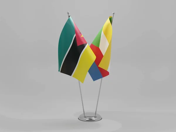 Comoros Mozambique Cooperation Flags White Background Render — стокове фото