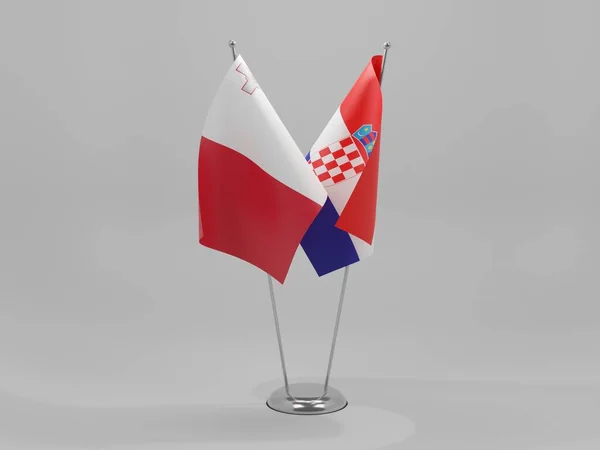 Croatia Malta Cooperation Flags White Background Render — стокове фото