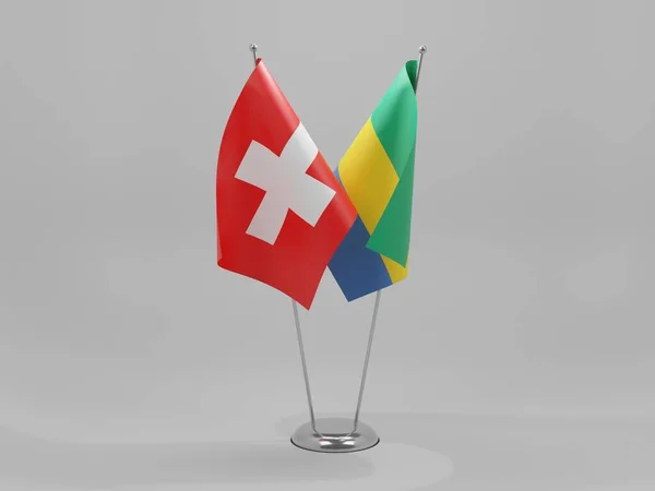 Габон Швейцария Флаги Сотрудничества Белый Фон Рендер — стоковое фото