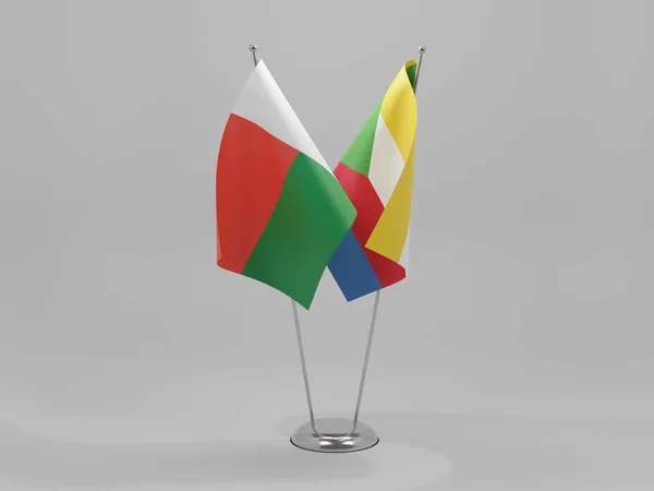 Komory Madagaskar Flagi Współpracy Białe Tło Render — Zdjęcie stockowe
