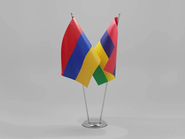 Mauritius Armenien Kooperationsfahnen Weißer Hintergrund Render — Stockfoto