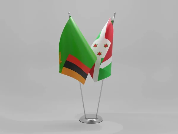 布隆迪 赞比亚合作旗 白色背景 3D渲染 — 图库照片