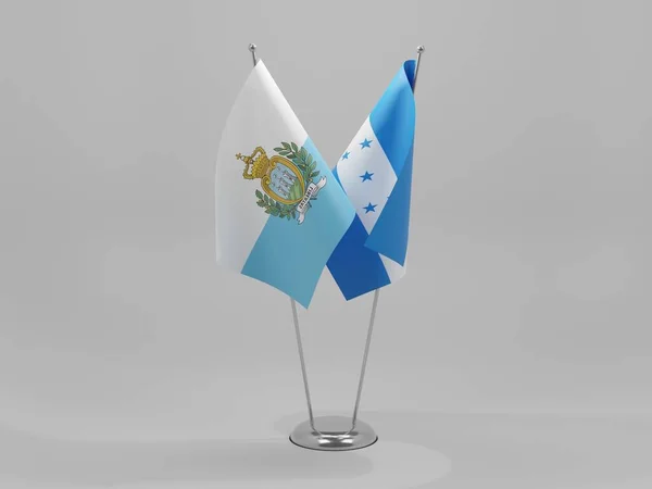 Honduras Banderas Cooperación San Marino Fondo Blanco Render — Foto de Stock