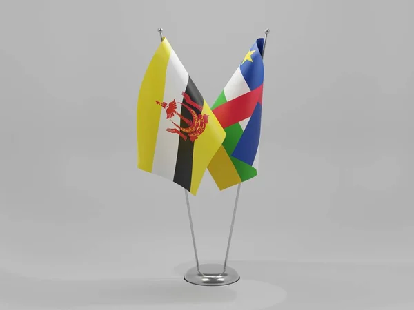 Közép Afrikai Köztársaság Brunei Együttműködési Zászlók Fehér Háttér Render — Stock Fotó