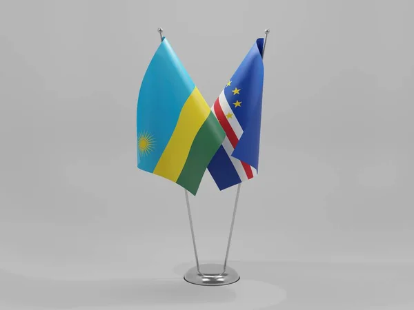 Πράσινο Ακρωτήριο Ρουάντα Σημαίες Συνεργασίας Λευκό Φόντο Render — Φωτογραφία Αρχείου