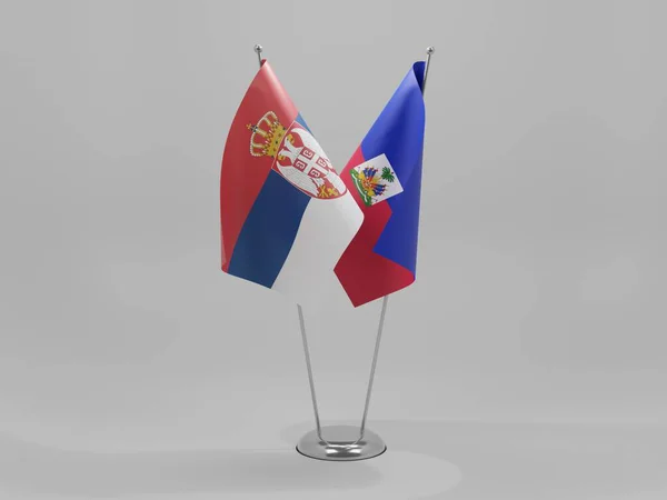 Haïti Drapeaux Coopération Serbie Fond Blanc Render — Photo