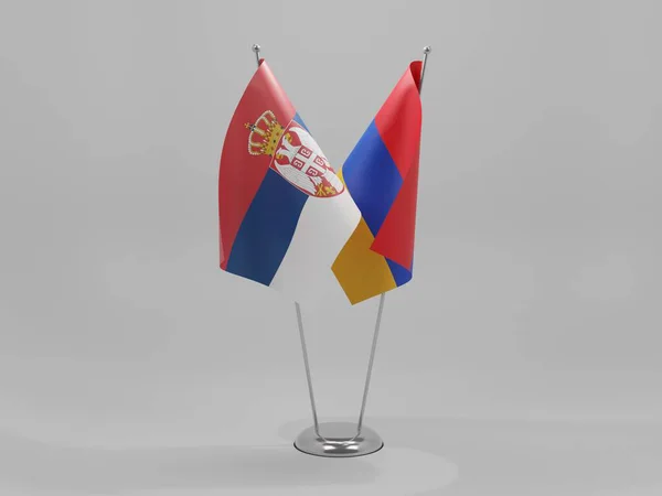 Ermenistan Sırbistan Şbirliği Bayrakları Beyaz Arkaplan Hazırlama — Stok fotoğraf