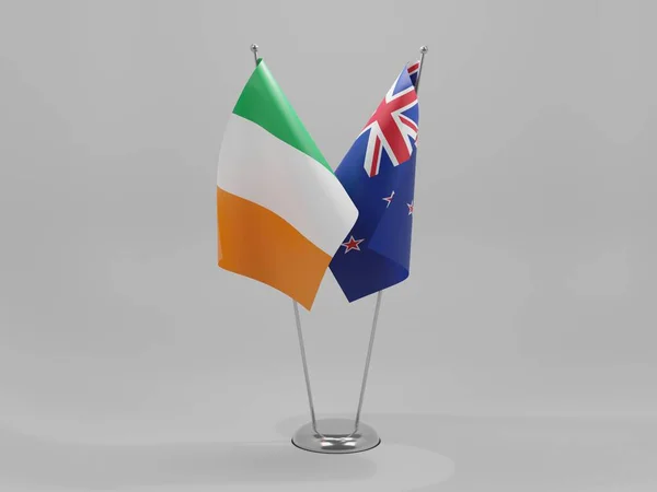 New Zealand Ireland Cooperation Flags White Background Render — стокове фото