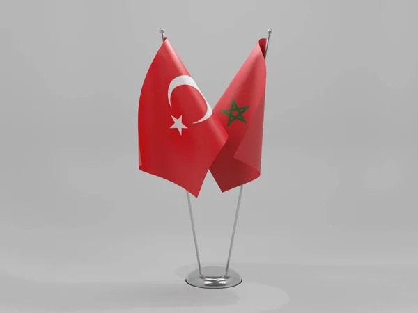 Marocco Bandiere Cooperazione Turchia Sfondo Bianco Render — Foto Stock