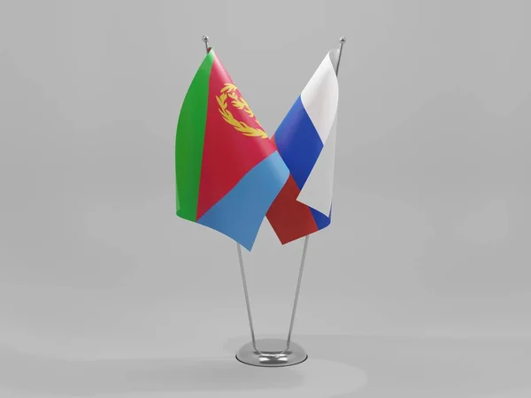 Ryssland Eritrea Flaggor För Samarbete Vit Bakgrund Render — Stockfoto