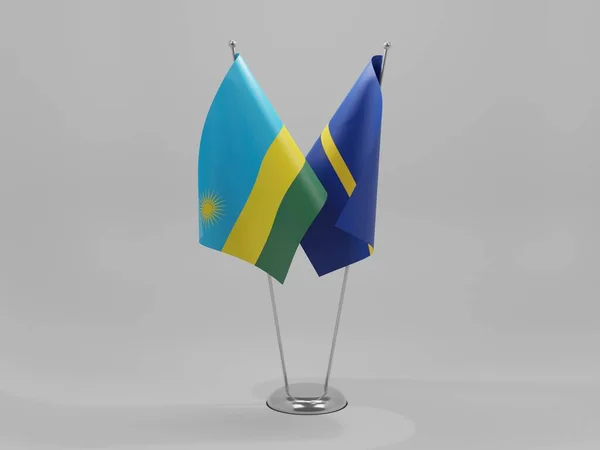 Nauru Ruanda Kooperationsflaggen Weißer Hintergrund Render — Stockfoto