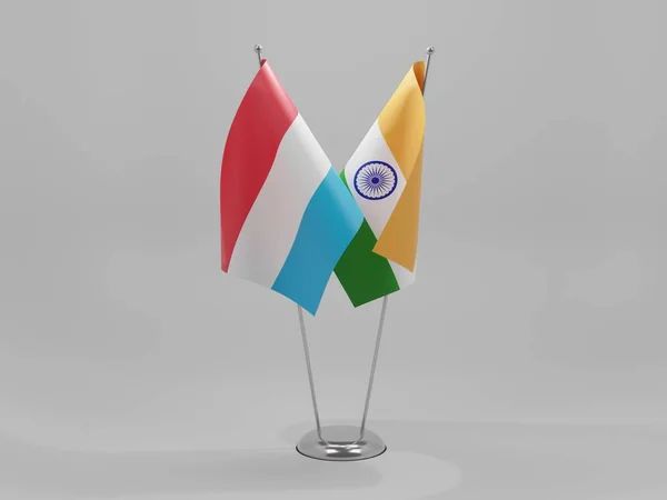 India Luxembourg Cooperation Flags White Background Render — Stock Photo, Image