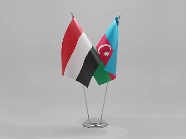 Σημαίες Συνεργασίας Αζερμπαϊτζάν Υεμένης Λευκό Φόντο Render — Φωτογραφία Αρχείου