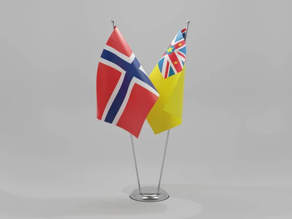 Niue Norges Samarbetsflaggor Vit Bakgrund Render — Stockfoto