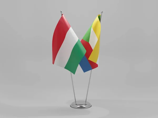 Κομόρες Ουγγαρία Σημαίες Συνεργασίας Λευκό Φόντο Render — Φωτογραφία Αρχείου