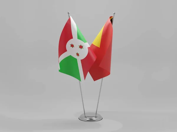 Timor Oriental Banderas Cooperación Burundi Fondo Blanco Render — Foto de Stock