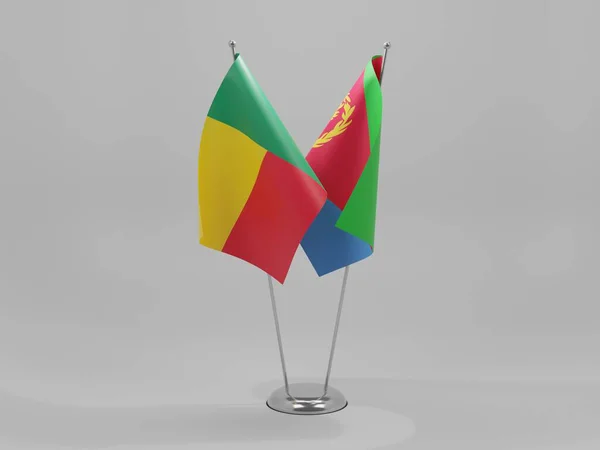Eritrea Benin Kooperationsfahnen Weißer Hintergrund Render — Stockfoto