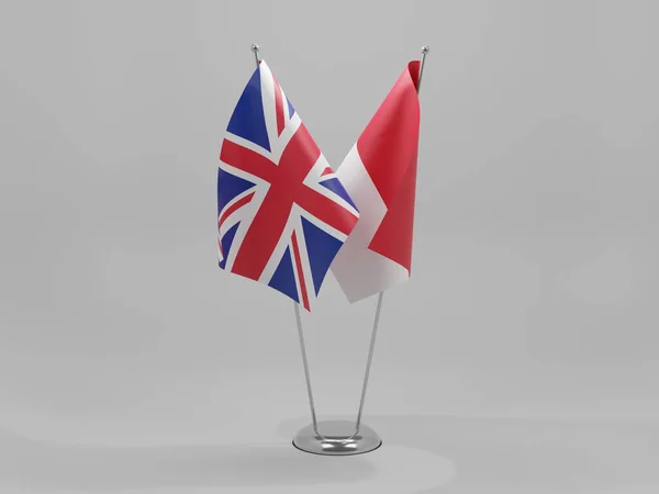 Indonésia Reino Unido Bandeiras Cooperação Fundo Branco Render — Fotografia de Stock