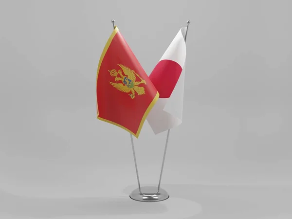 Banderas Cooperación Japón Montenegro Fondo Blanco Render —  Fotos de Stock