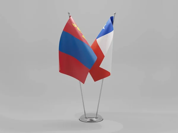 Chili Mongolië Samenwerkingsvlaggen Witte Achtergrond Render — Stockfoto