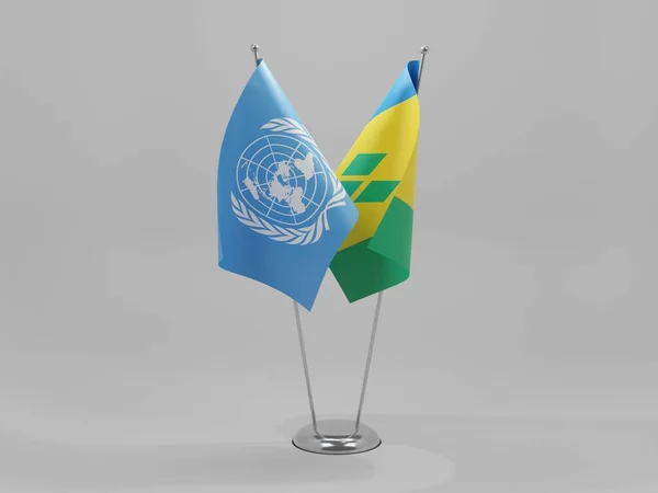 セントビンセント グレナディーン 国連協力旗 白の背景 3Dレンダリング — ストック写真