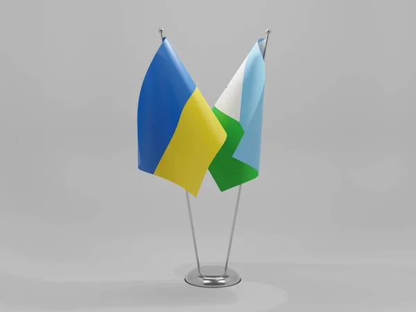 吉布提 乌克兰合作旗 白色背景 3D渲染 — 图库照片