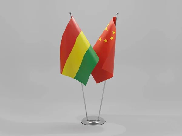 Σημαίες Συνεργασίας Κίνας Βολιβίας Λευκό Φόντο Render — Φωτογραφία Αρχείου