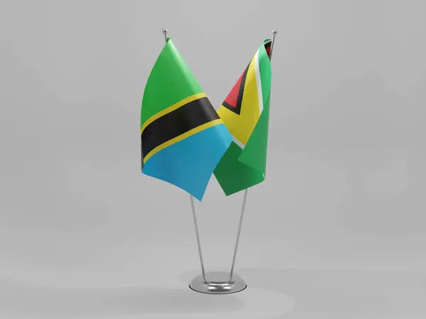 Guyana Tansania Kooperationsfahnen Weißer Hintergrund Render — Stockfoto