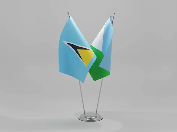 Djibouti Drapeaux Coopération Sainte Lucie Fond Blanc Render — Photo