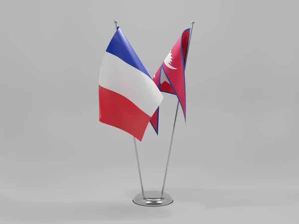 Nepal Frankreich Kooperationsflaggen Weißer Hintergrund Render — Stockfoto