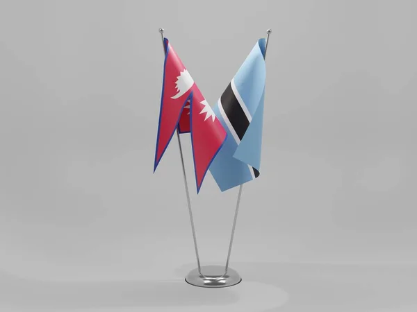 Botswana Nepal Samenwerkingsvlaggen Witte Achtergrond Render — Stockfoto