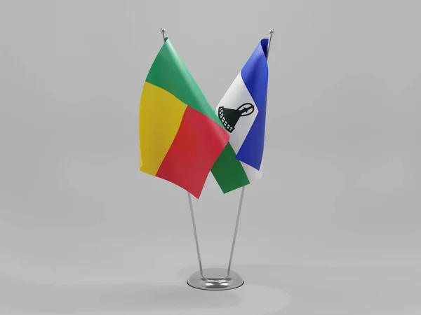 Lesotho Bandiere Cooperazione Benin Sfondo Bianco Render — Foto Stock