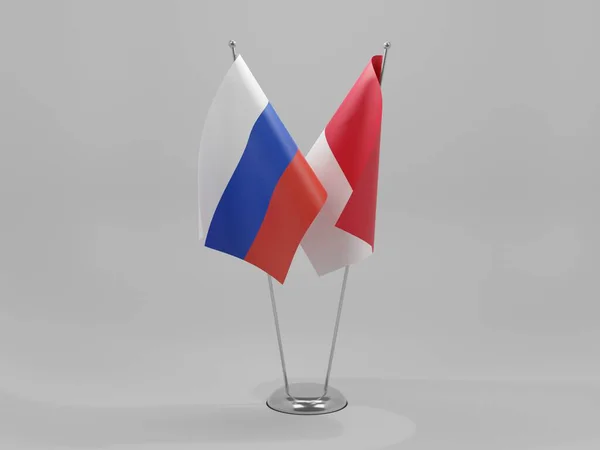 Monaco Russia Cooperation Flags White Background Render — Stock Photo, Image